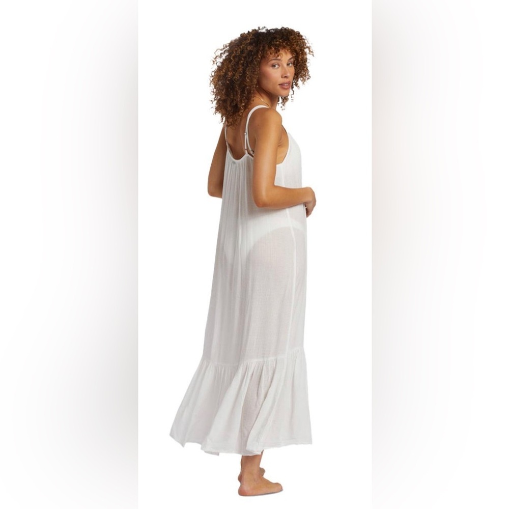 Billabong Women's Blue Tides Beach MIDI white Dress Size small new